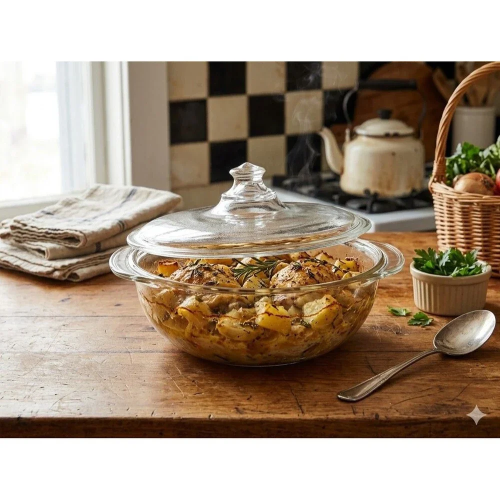 Vintage Pyrex 023 1.5 Qt Clear Glass Casserole Dish With 623-C Knob Lid